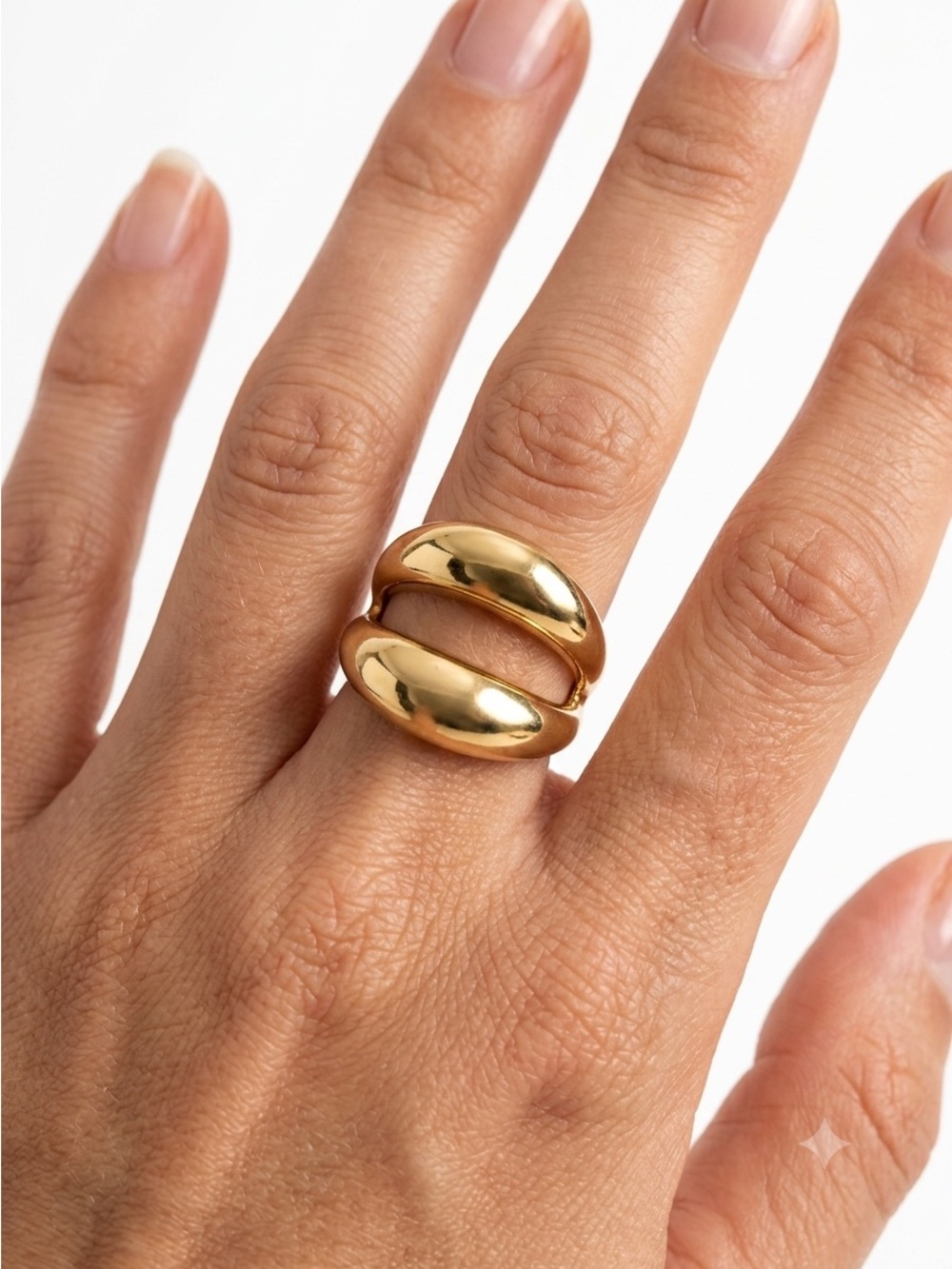Pilgrim Gold Plated Chunky Double Dome Statement Ring - Adjustable